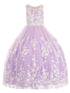 Big Girls Lilac 3D Floral Applique Lace Sequin Junior Bridesmaid Dress 8-16 - SophiasStyle.com
